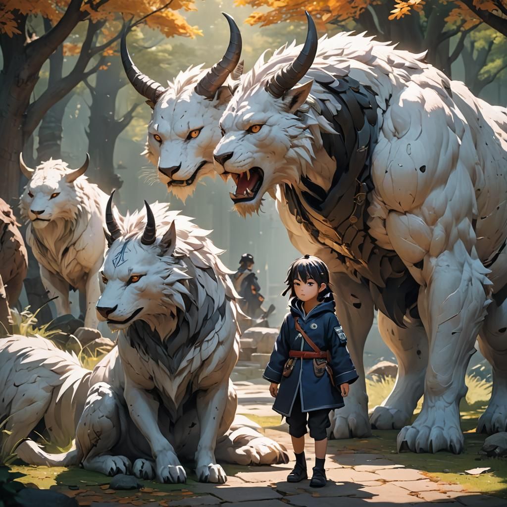 Anime Beasts Carry Child: 3D Fantasy Art