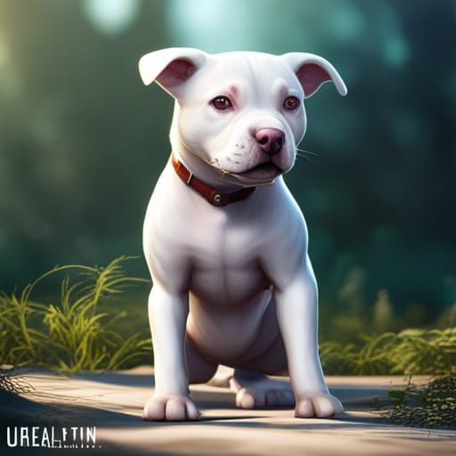 My little white haired deaf pitbull puppy