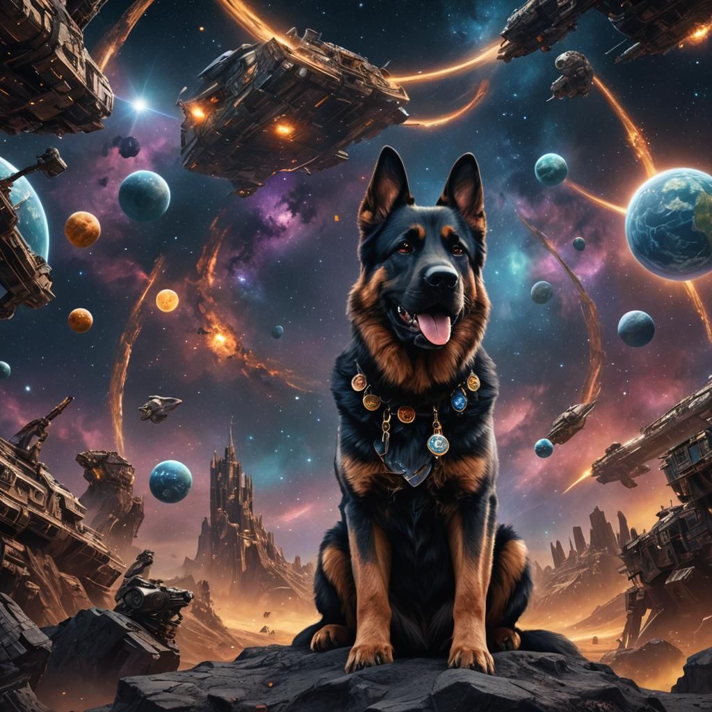 Galactic in space German shepherd Rottweiler mix detailed ma...