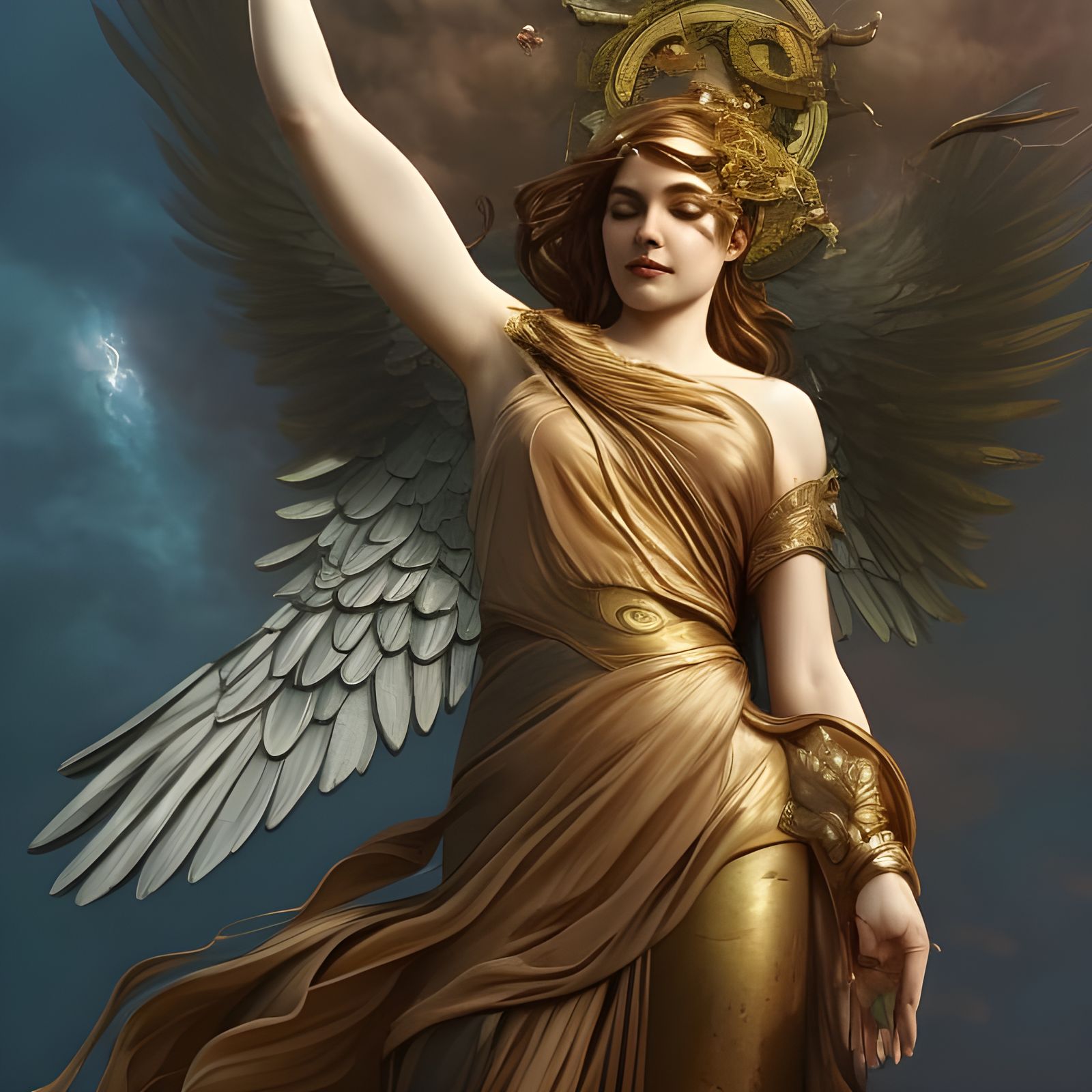 Winged Athena Stopping Earth and Nature AI Generated Artwork NightCafe Creator