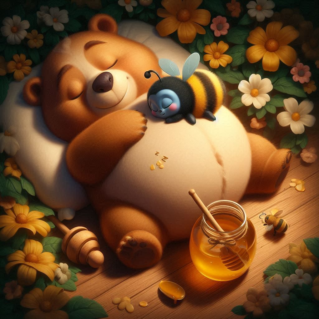 Sharing honey and a nap