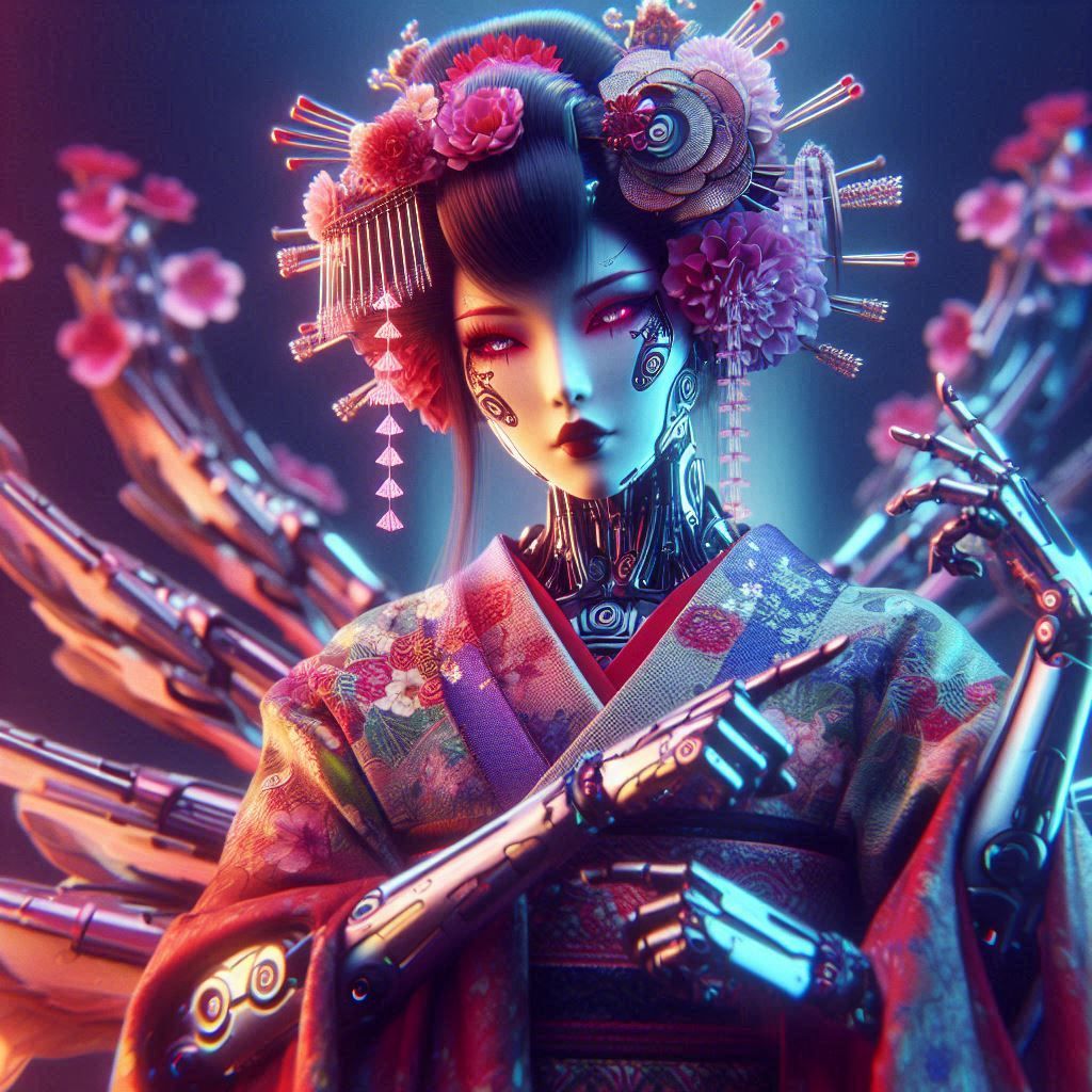 Cyborg geisha - AI Generated Artwork - NightCafe Creator