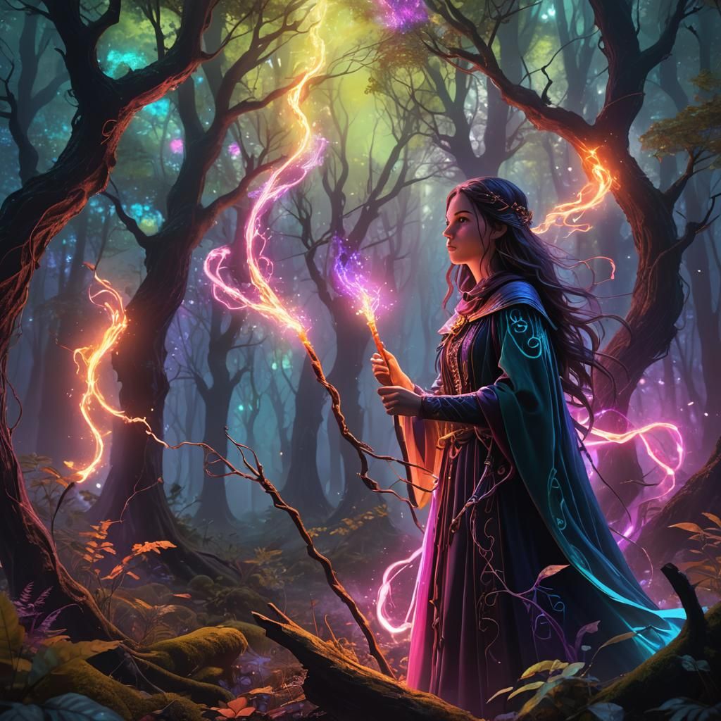 Neon glow magic fantasy art 8k HD 3d