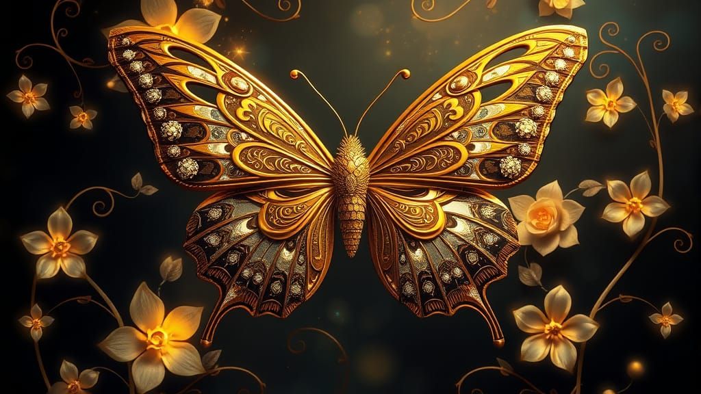 Butterfly and Flowers  by @undefined