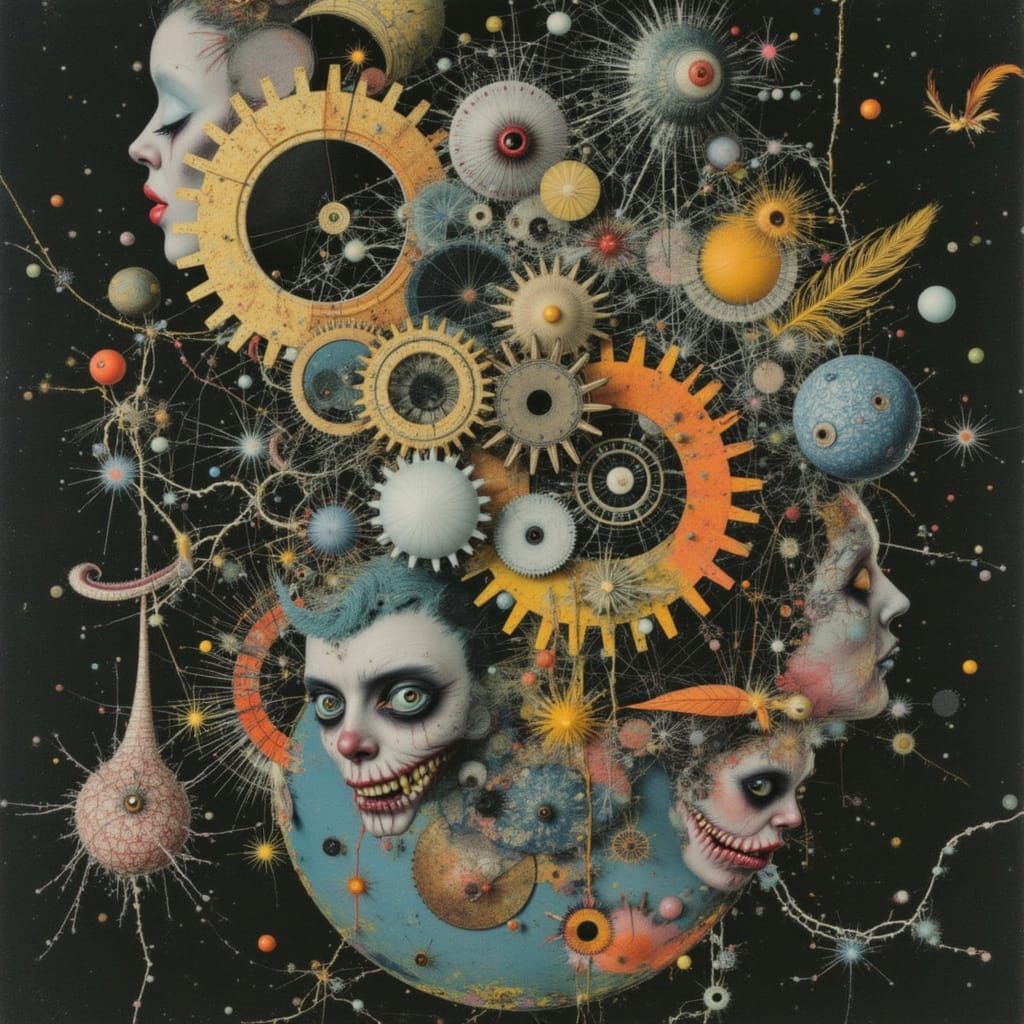 Surreal Spiderweb with Clockwork & Keys in Hyperrealistic St...