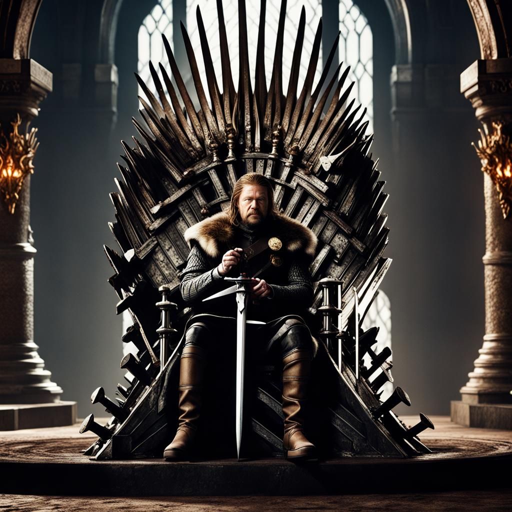 Ned Stark sitting on the Iron Throne - AI Generated Artwork - NightCafe ...