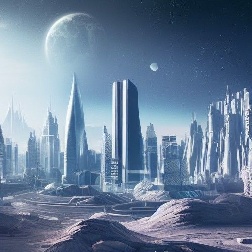 futuristic cityscape on the moon - AI Generated Artwork - NightCafe Creator