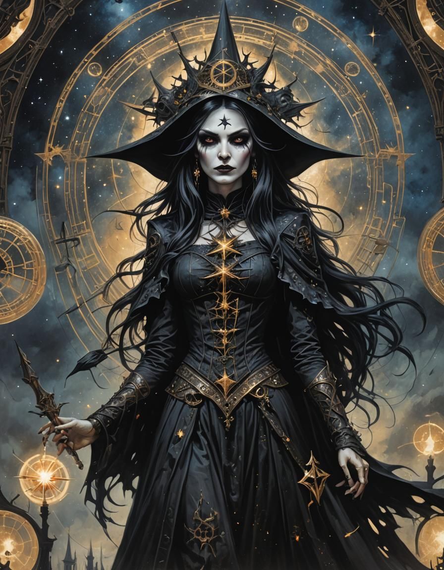 beautiful gothic star celestial magic witch - AI Generated Artwork ...