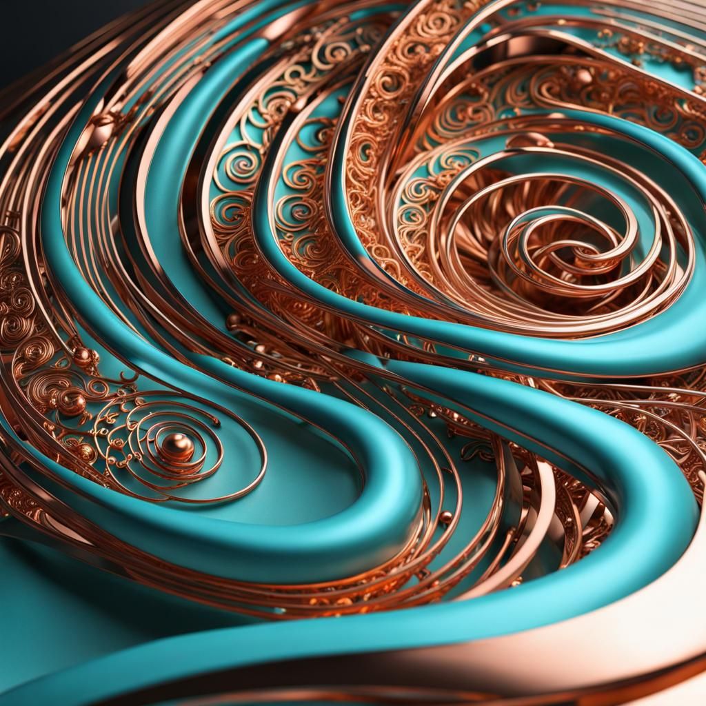 Copper and Turquoise swirls. AI Generated Artwork NightCafe Creator