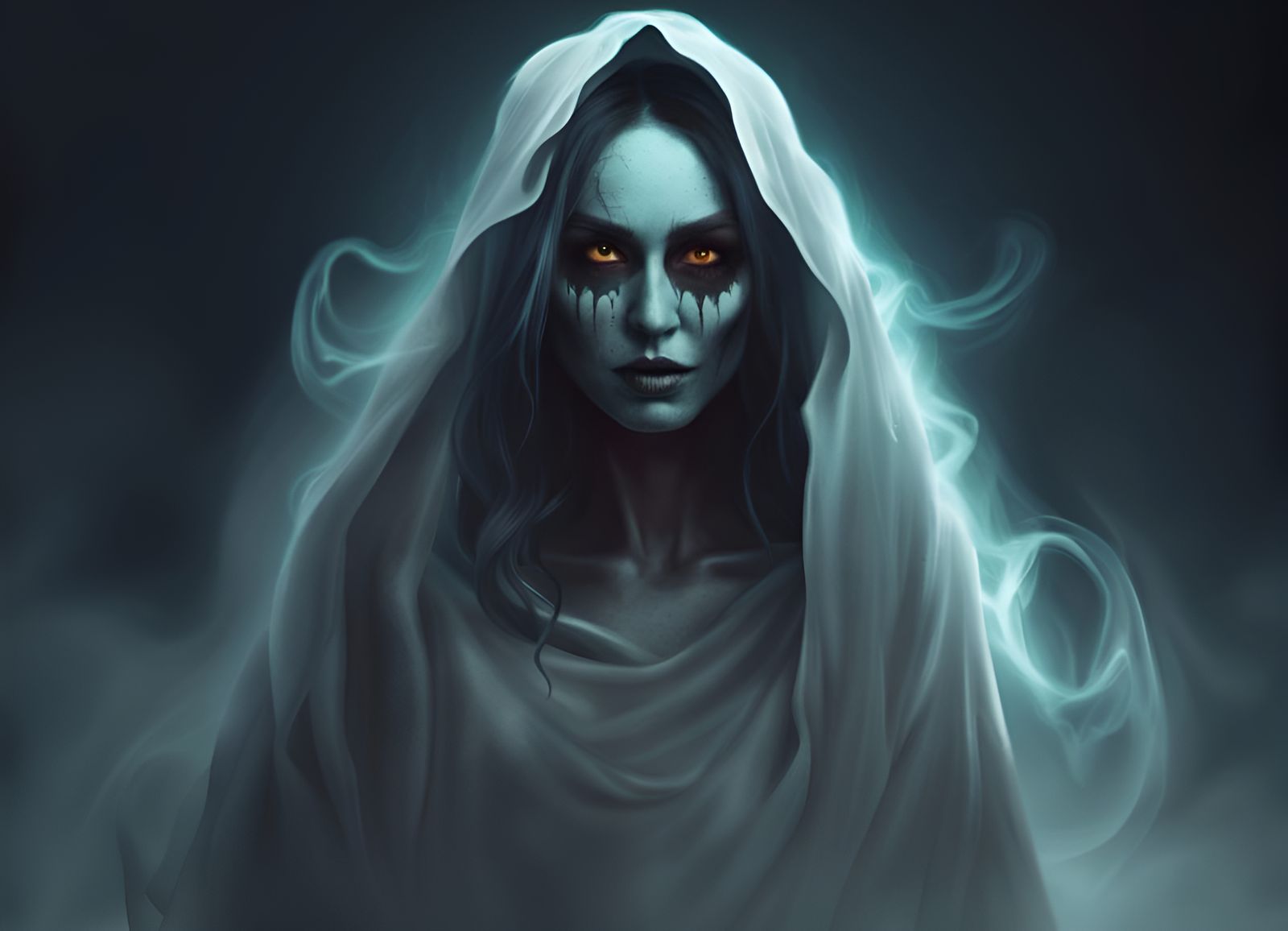 Specter ghost woman glowing in the dark - AI Generated Artwork ...