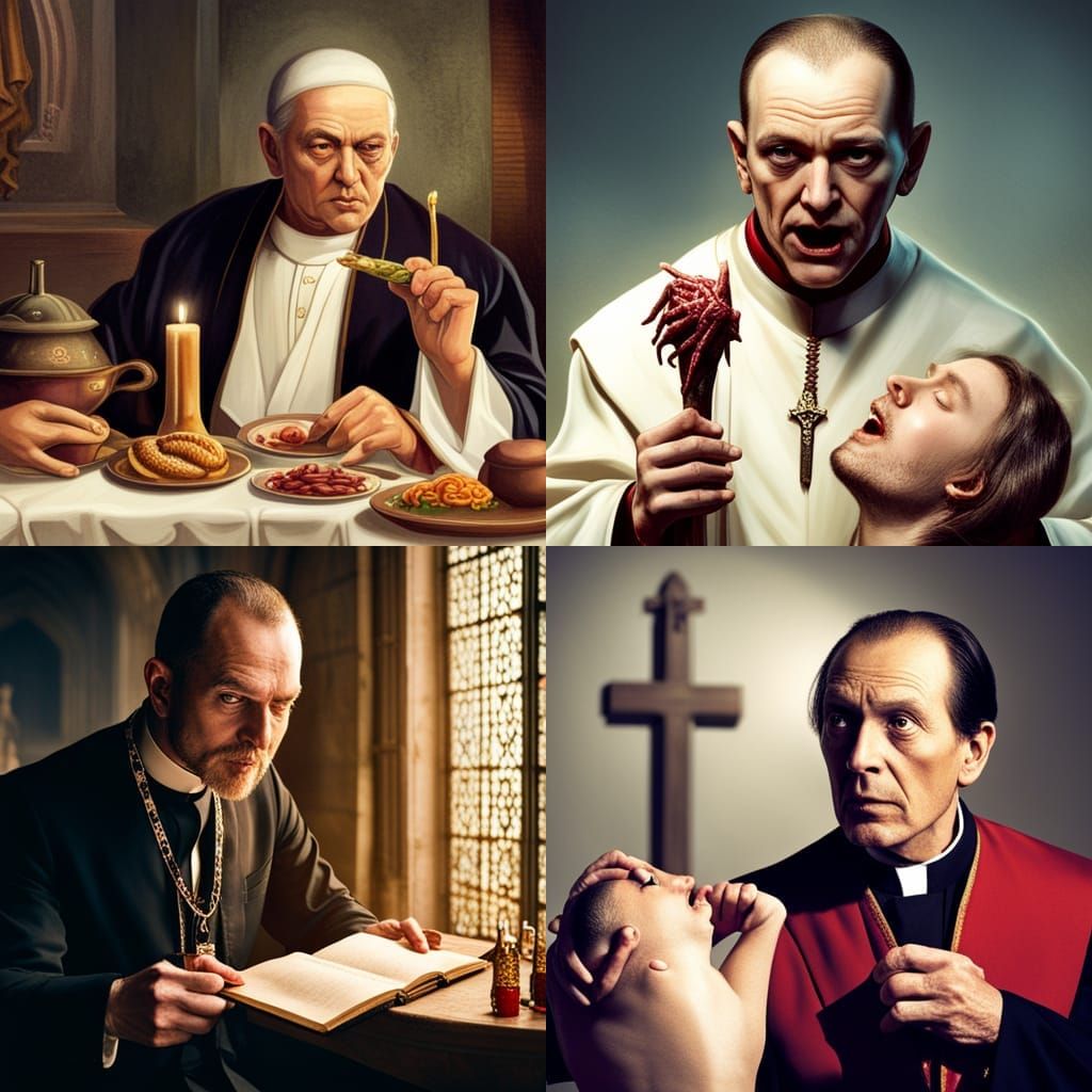 A holy priest eats the brains of a remorseful vampyr