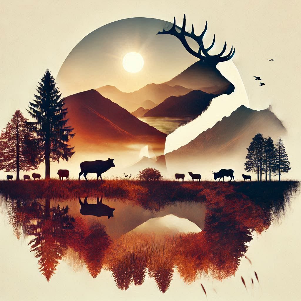 double exposure beautiful fantasy DALL-E 3 portrait landscape..