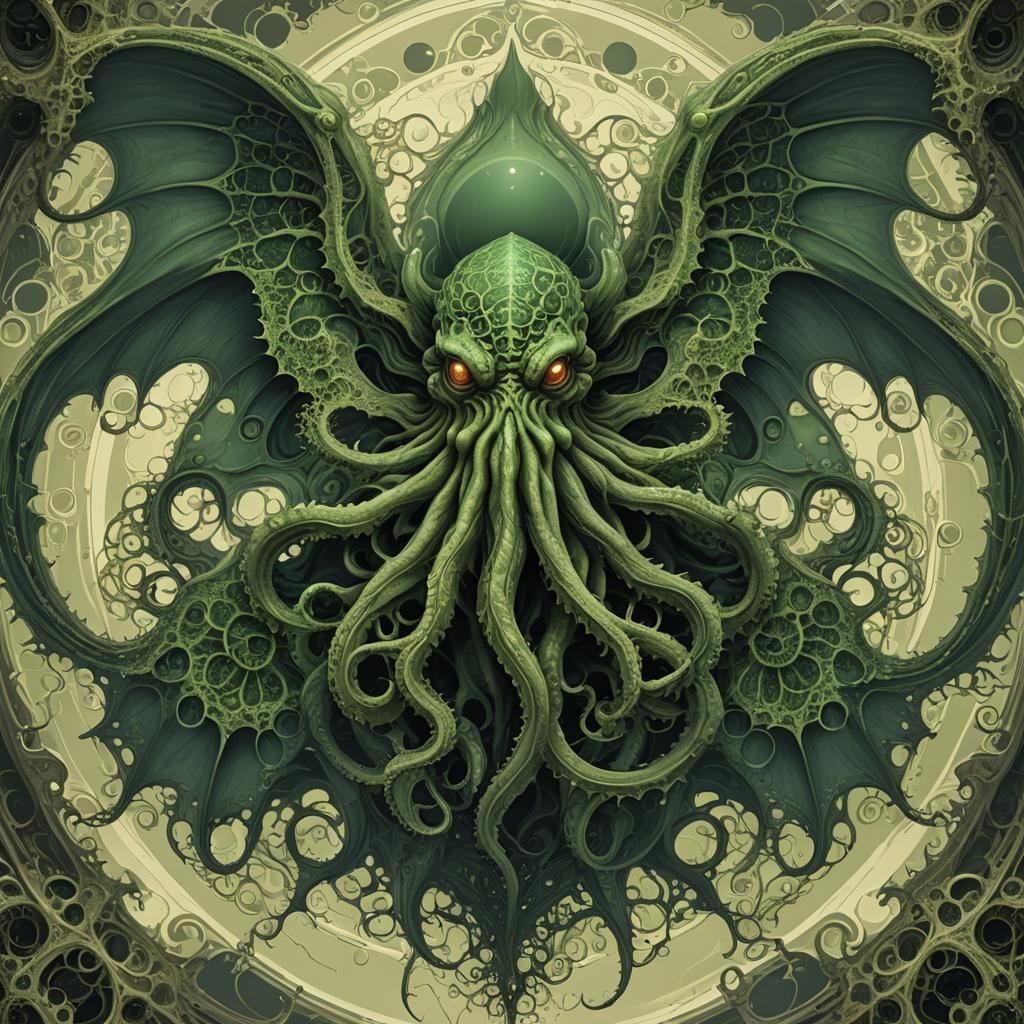 cthulhu with mandelbrot sets for wings, fractal plasma - AI Generated ...