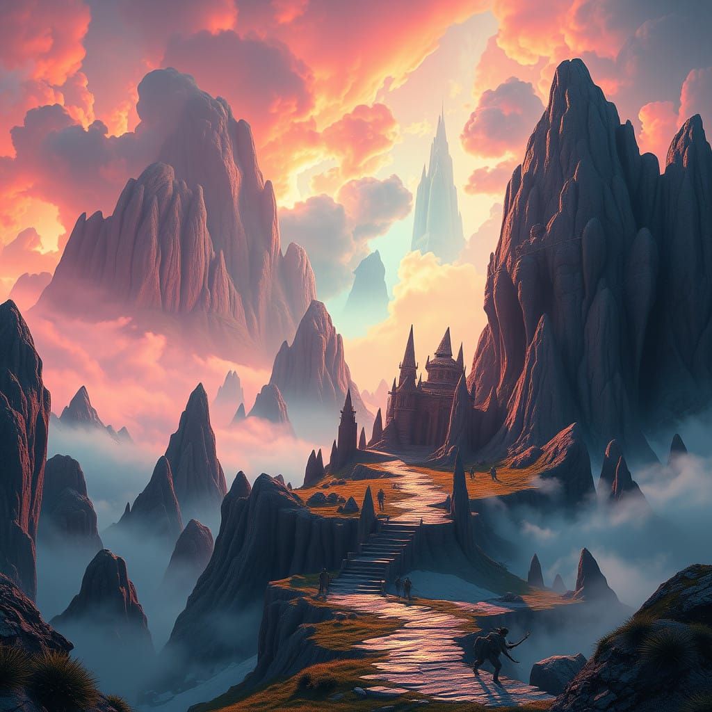 Surreal Mystical Landscapes in Cyberpunk Style