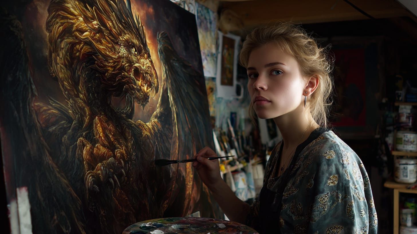 A young female artist