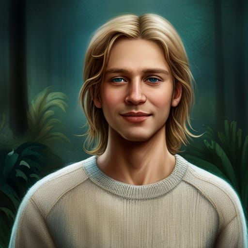 digital art, fantasy portrait of a smiling boy , by