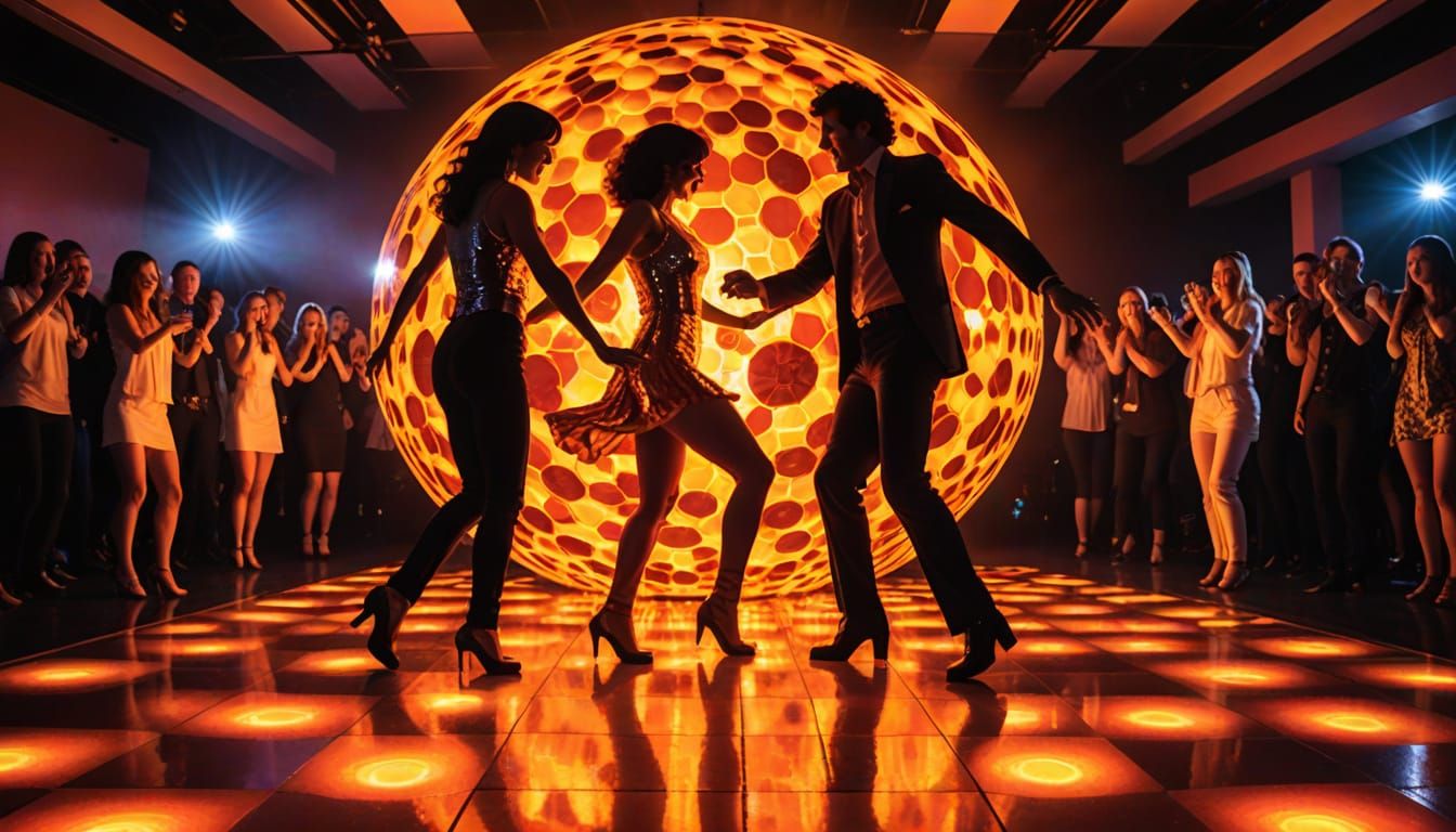 Disco Inferno – A fiery take on the disco floor, where the tiles look like molten lava shifting beneath ...  by @Moonflowerrose69
