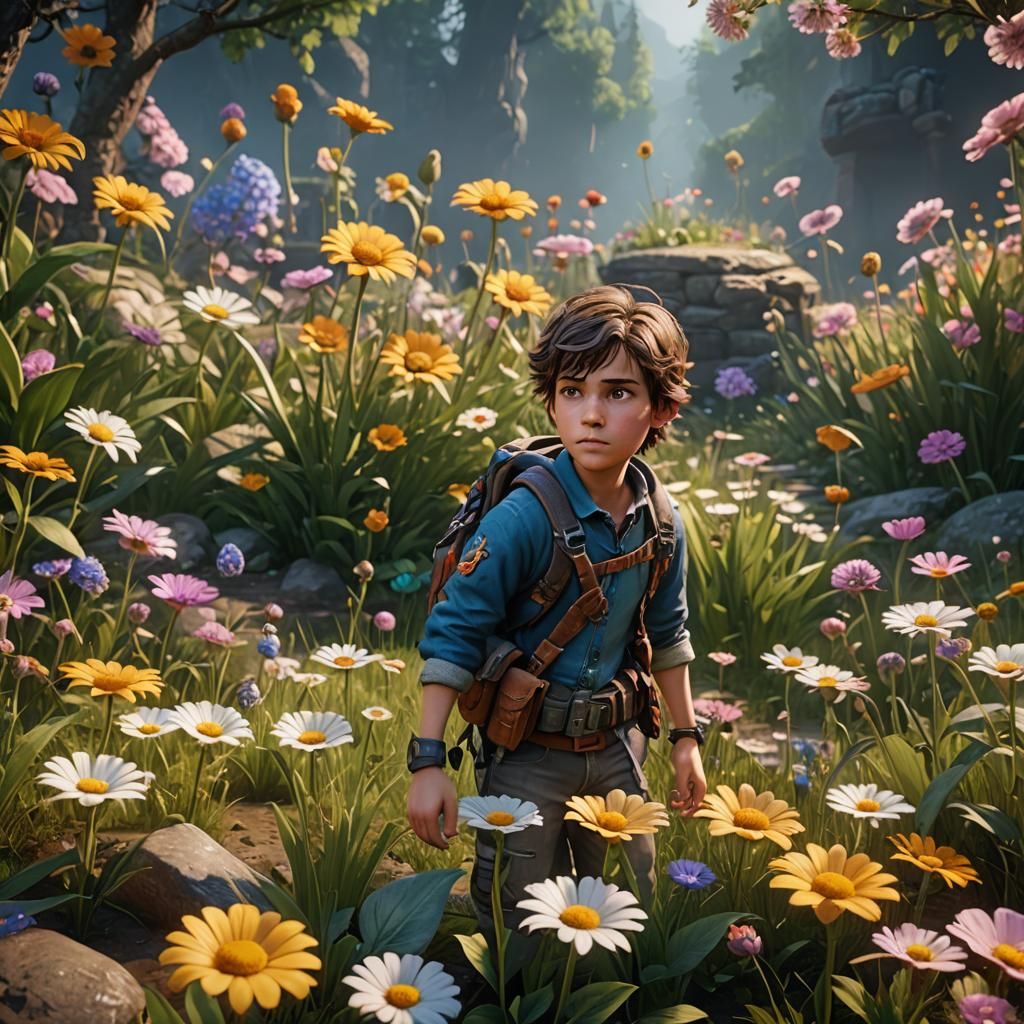 A kid flowered