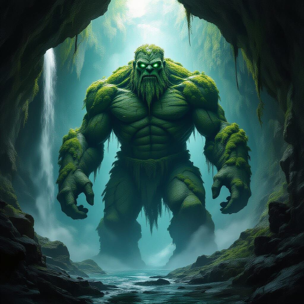 Ancient Stone Golem Emerges from Crystal Cave