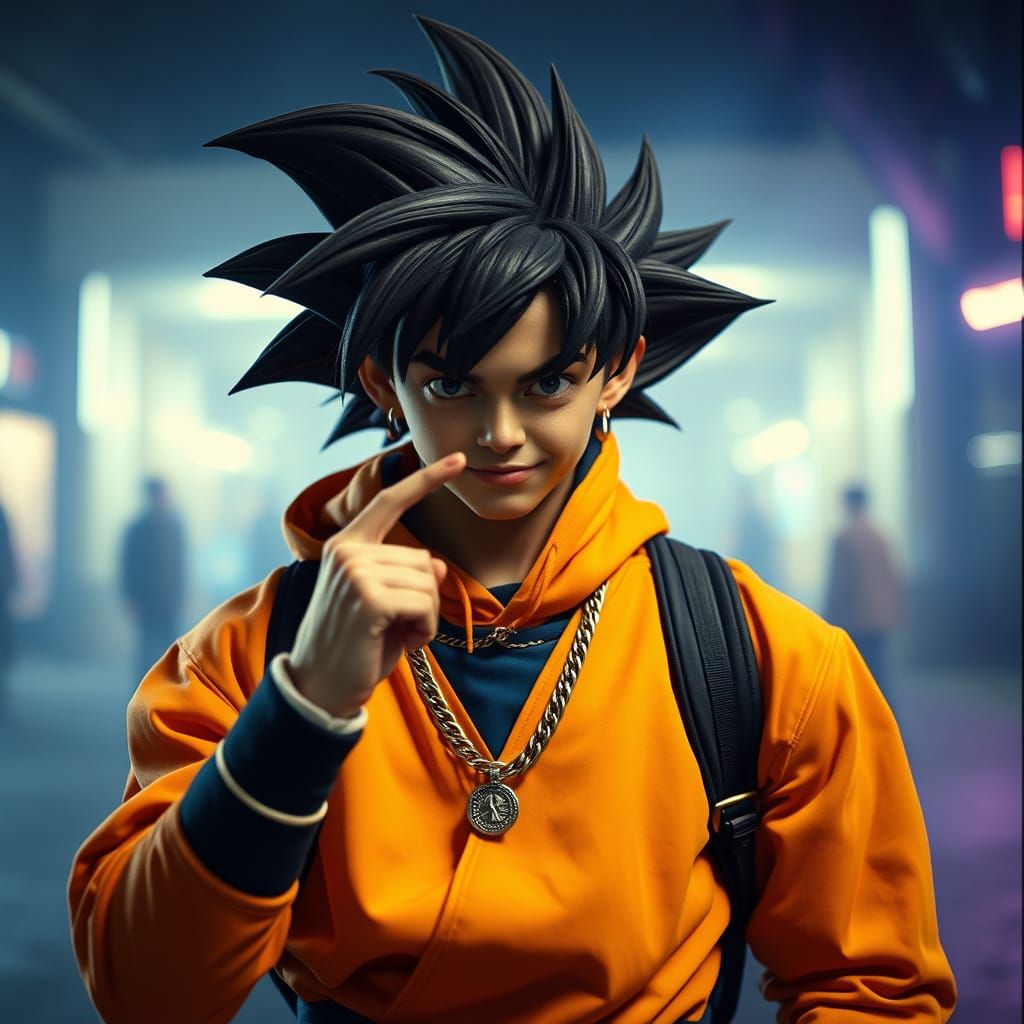 Goku as American Rapper in Cinematic Film Still - AI Art