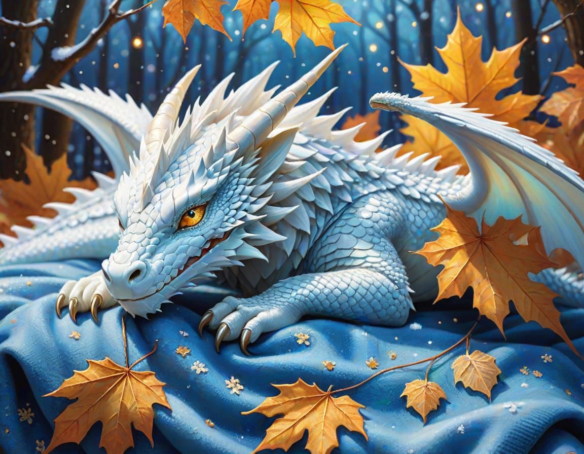 Albino Autumn dragon   by @Skyangel