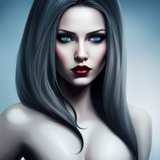Treacherous girl with beautiful delicate face and big blue e...