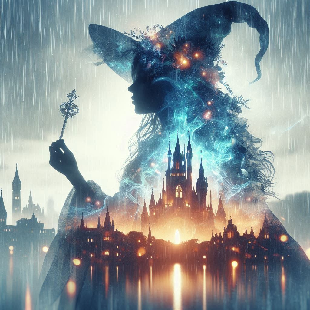 double exposure beautiful fantasy DALL-E 3 portrait landscap...