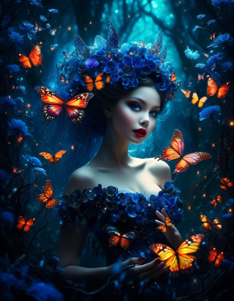 Plus-sized (fairy:1.9) portrait in a dark ancient overgrown enchanted forest <lora:FairiesXL:0.7><lora:BigBeautifulBodies:0.5>