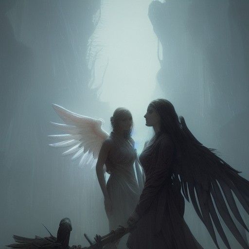 Flower angel and the angel of death