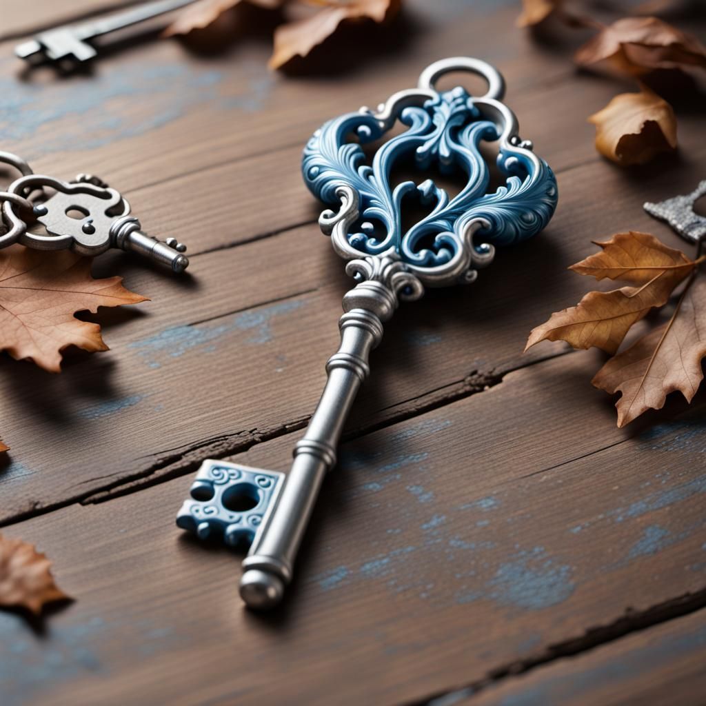 Blue and silver key AI Generated Artwork NightCafe Creator