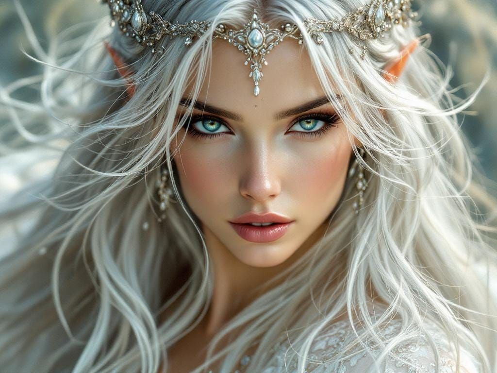 Elven Queen Portrait in Fantasy Art Style