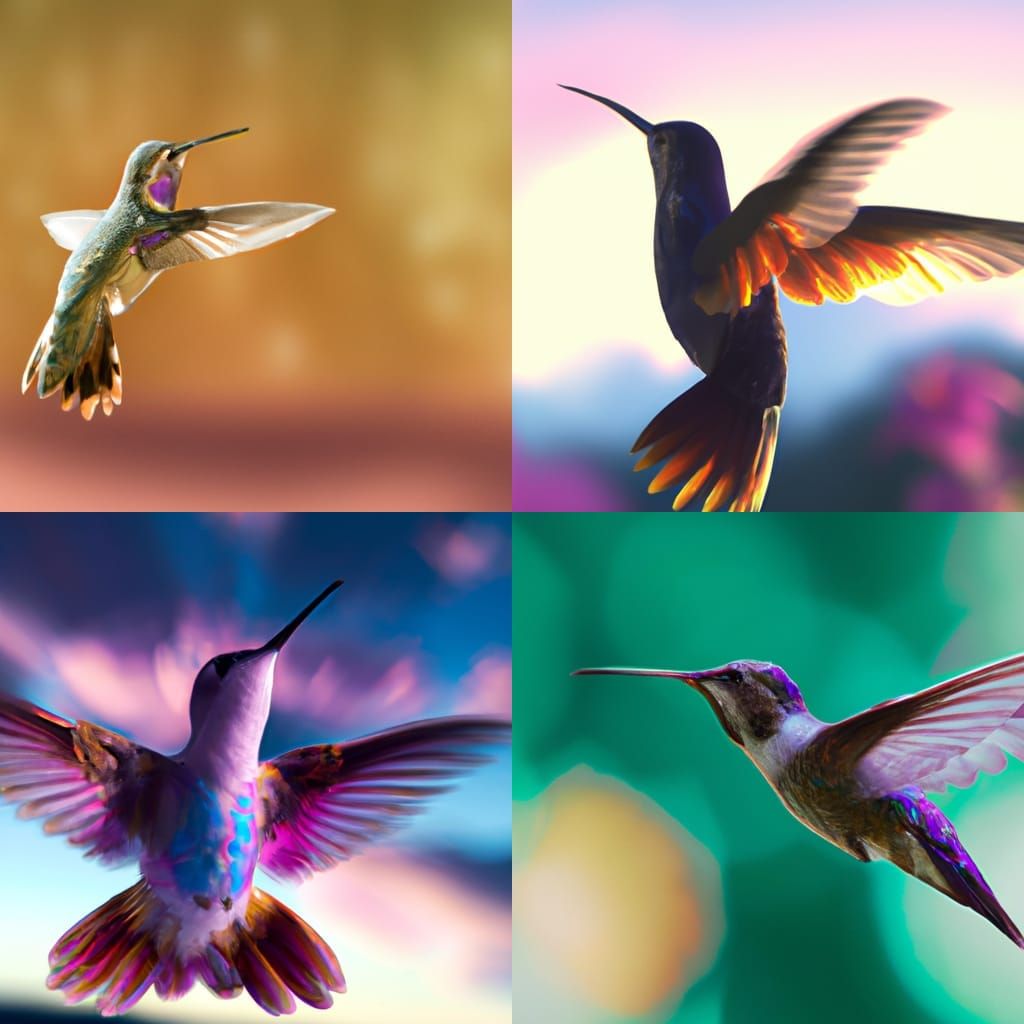 Beautiful colorful hummingbird in flight