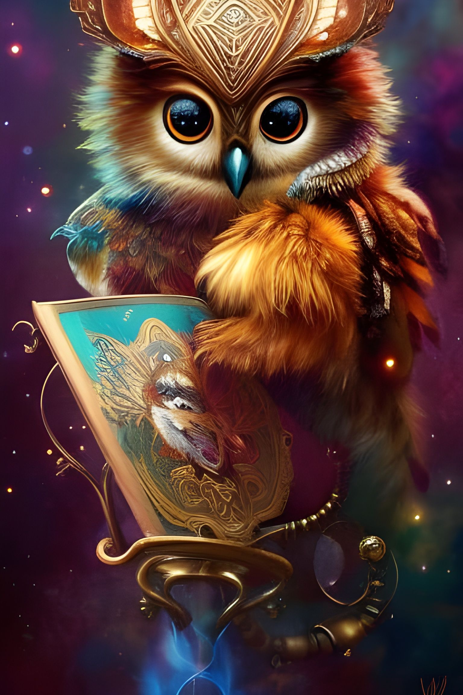 A cute steampunk owl-bear hybrid  by @Struggling with existence