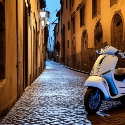 Paggio in the dark only the Piaggio is illuminated