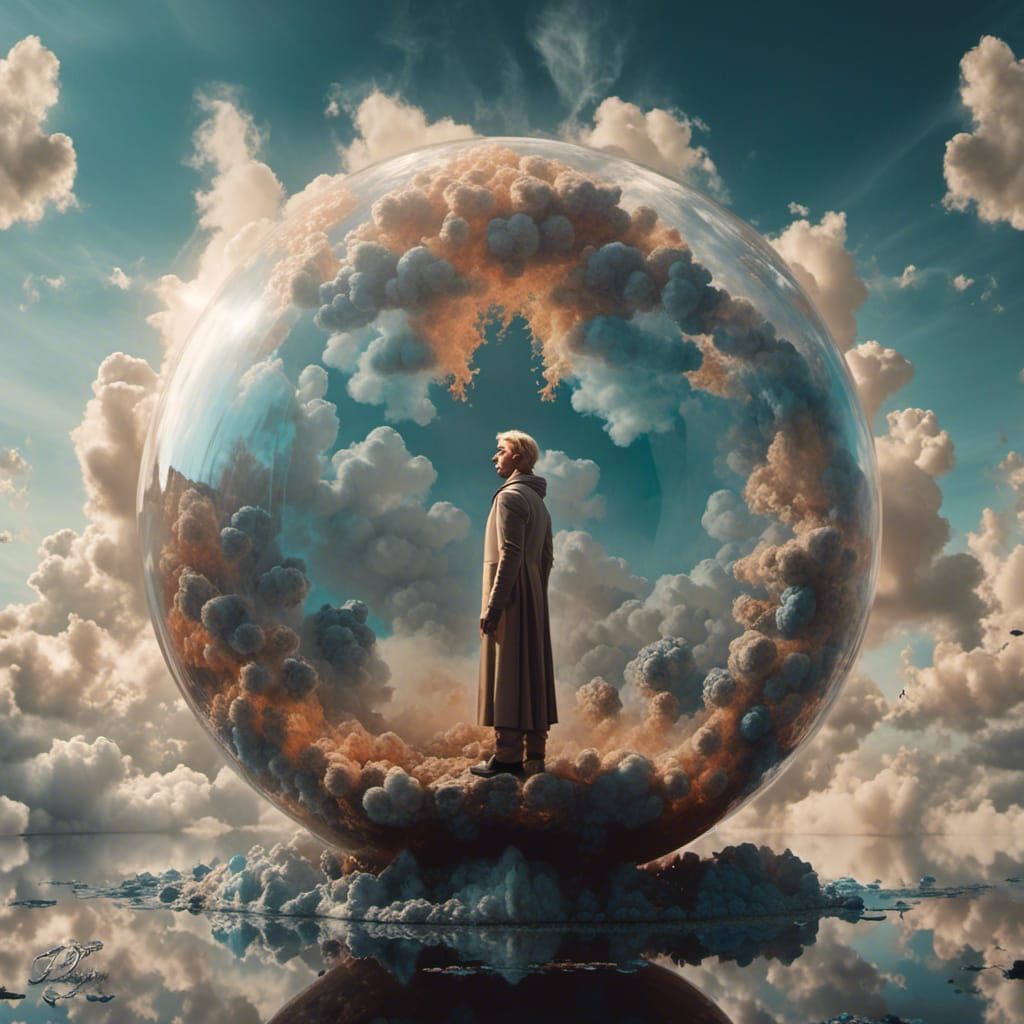 glass orb, orb inside, floating handsome blonde god, double exposure, encased inside a handsome blonde god of magical smoke, magic, special...