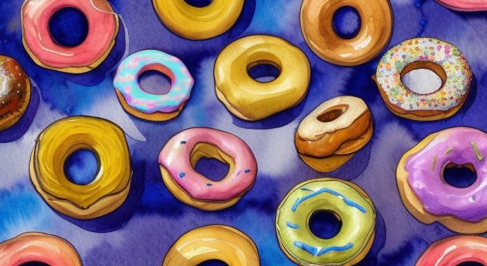 Donut :: watercolor art :: fine details