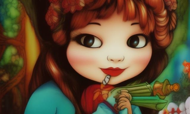 Pinocchio fairy tale, deep color psychedelic art underground...