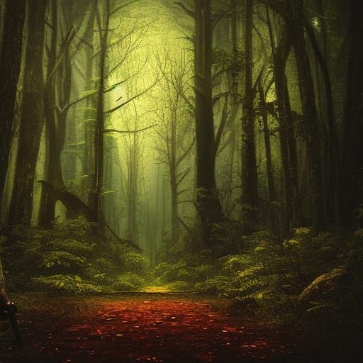 Velociraptor in deep dark woods