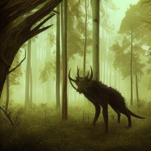 Velociraptor in deep dark woods