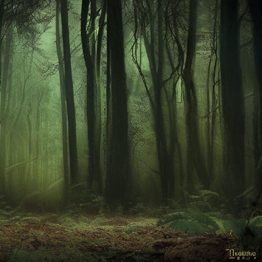 Velociraptor in deep dark woods