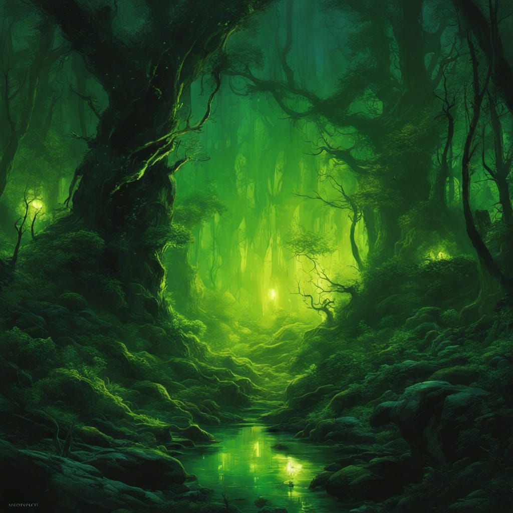 Green glowing forest