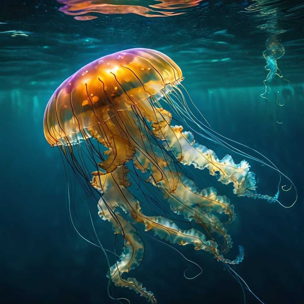 Iridescent Jellyfish Shines in Underwater Paradise