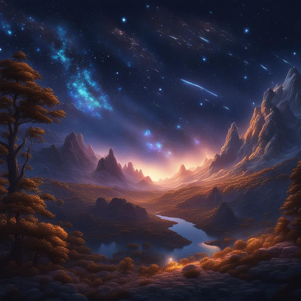 Twinkling Stars in Expansive Night Skies