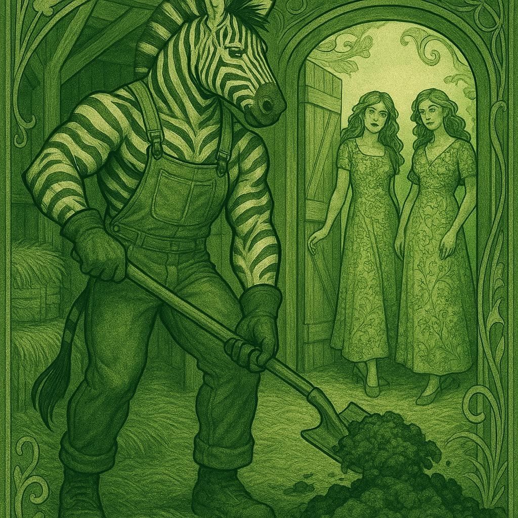 Green Art Nouveau Manure Shovelin'