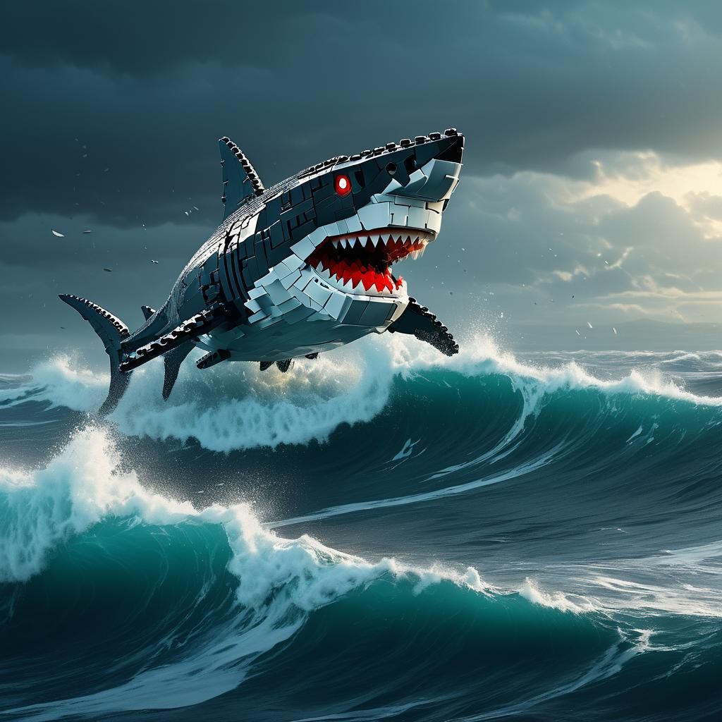 Lego Mako Shark Breach AI Generated Artwork NightCafe Creator