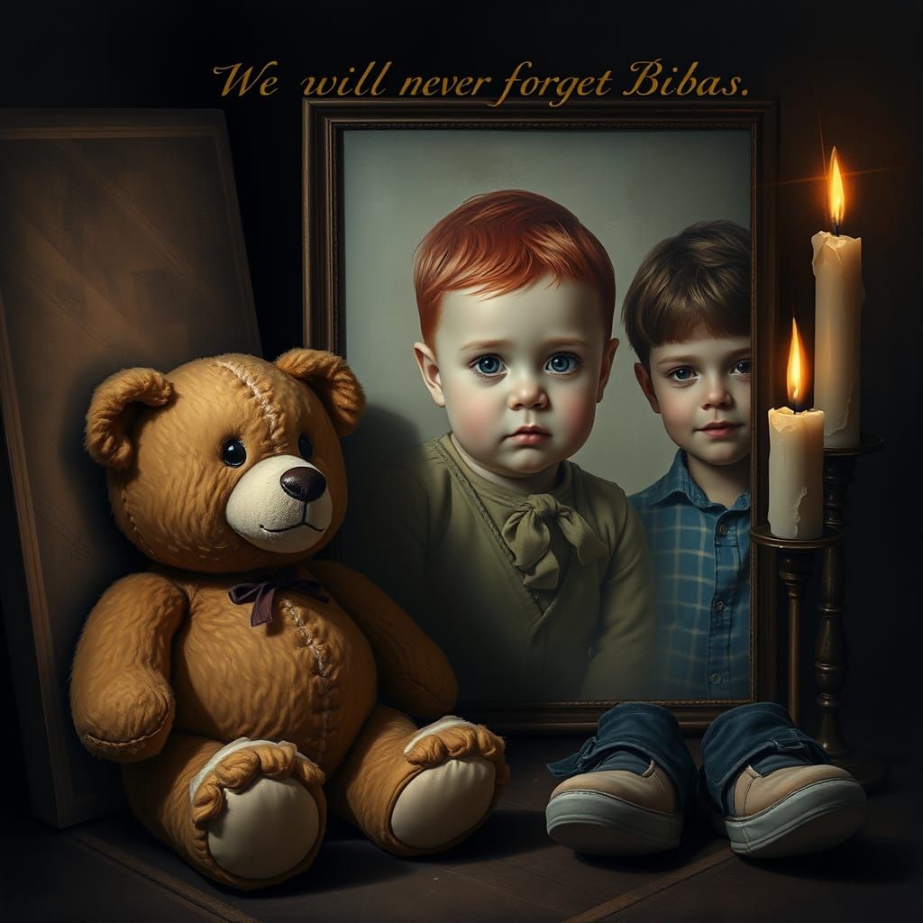 Teddy Bear Beside Photo in Moody Lighting