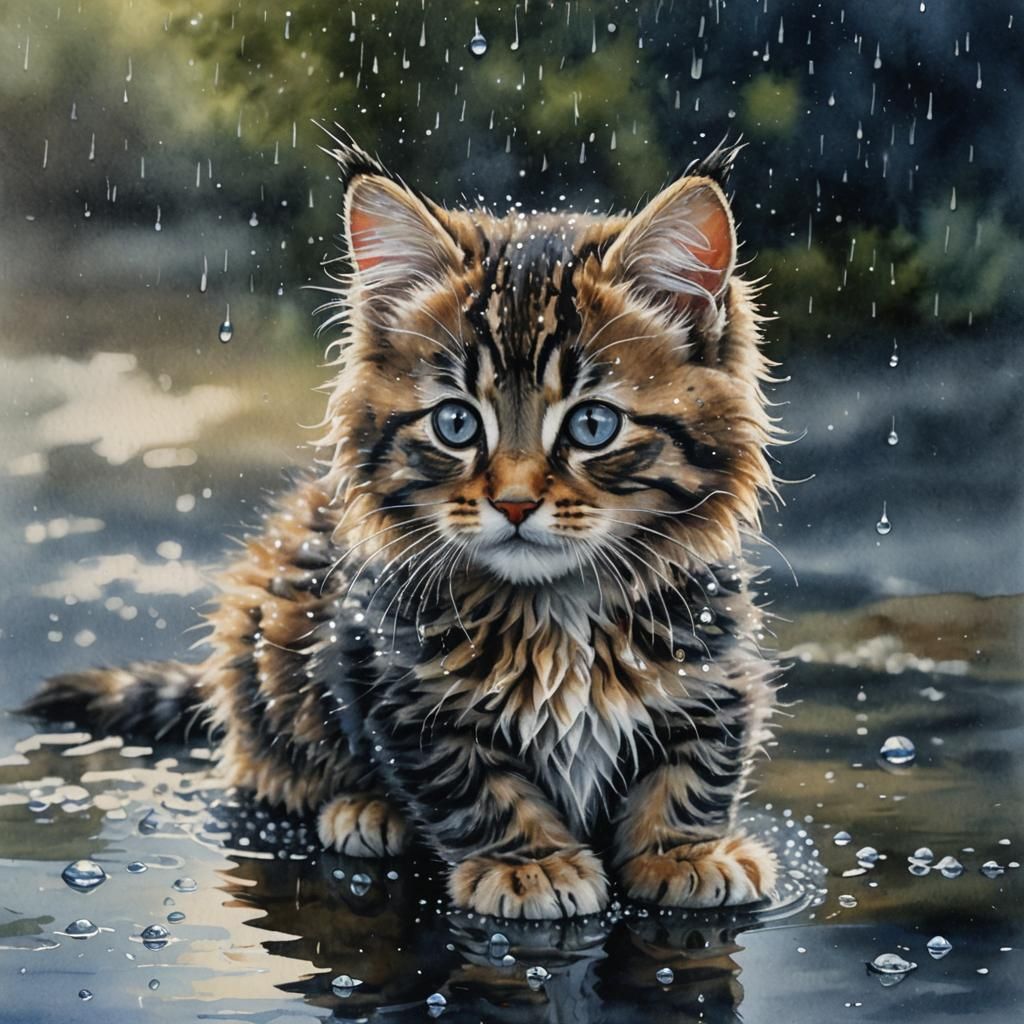 Surprised by his first rain!  by @Terra