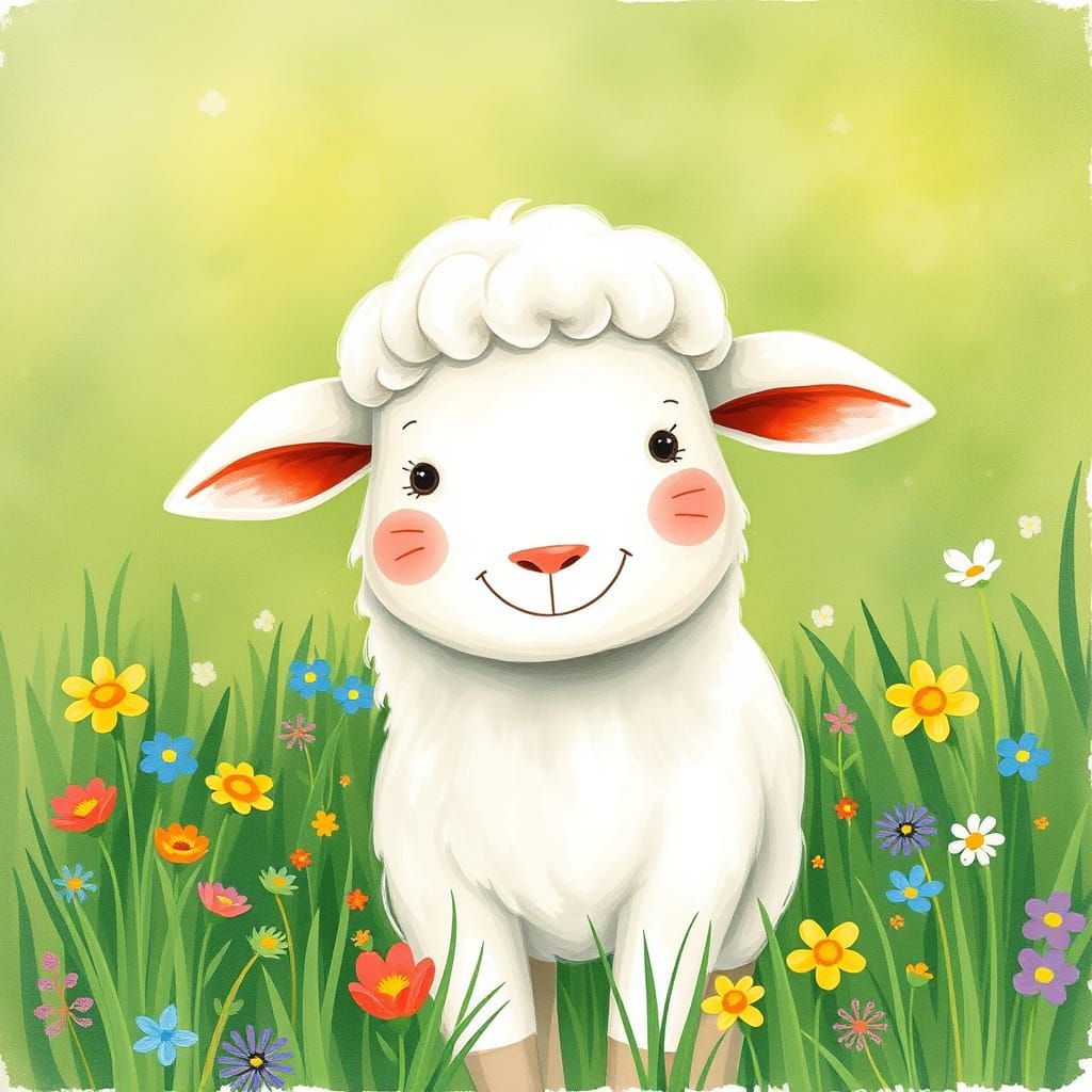 Whimsical Sheep in Lush Pastures