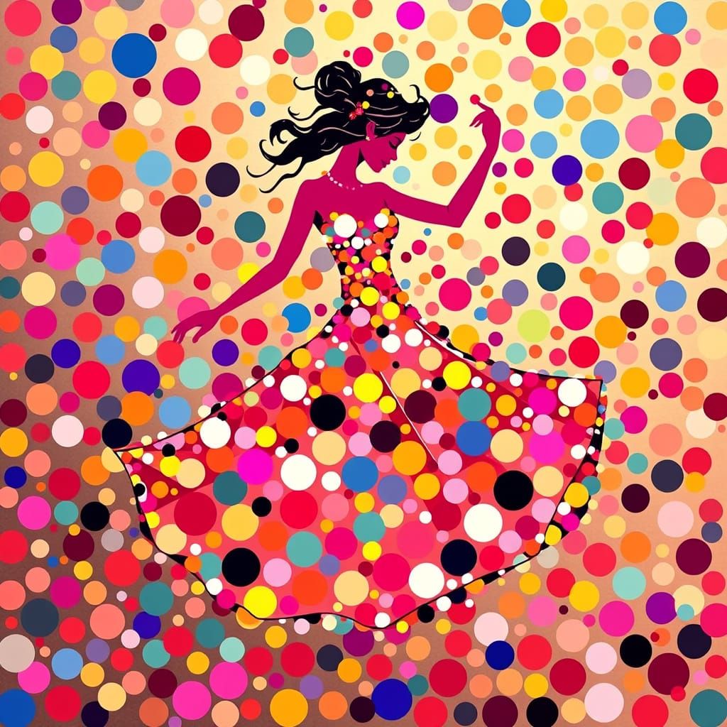 Abstract composition made entirely of layered, colorful polka dots in varying sizes and opacities showing ...  by @mgafner