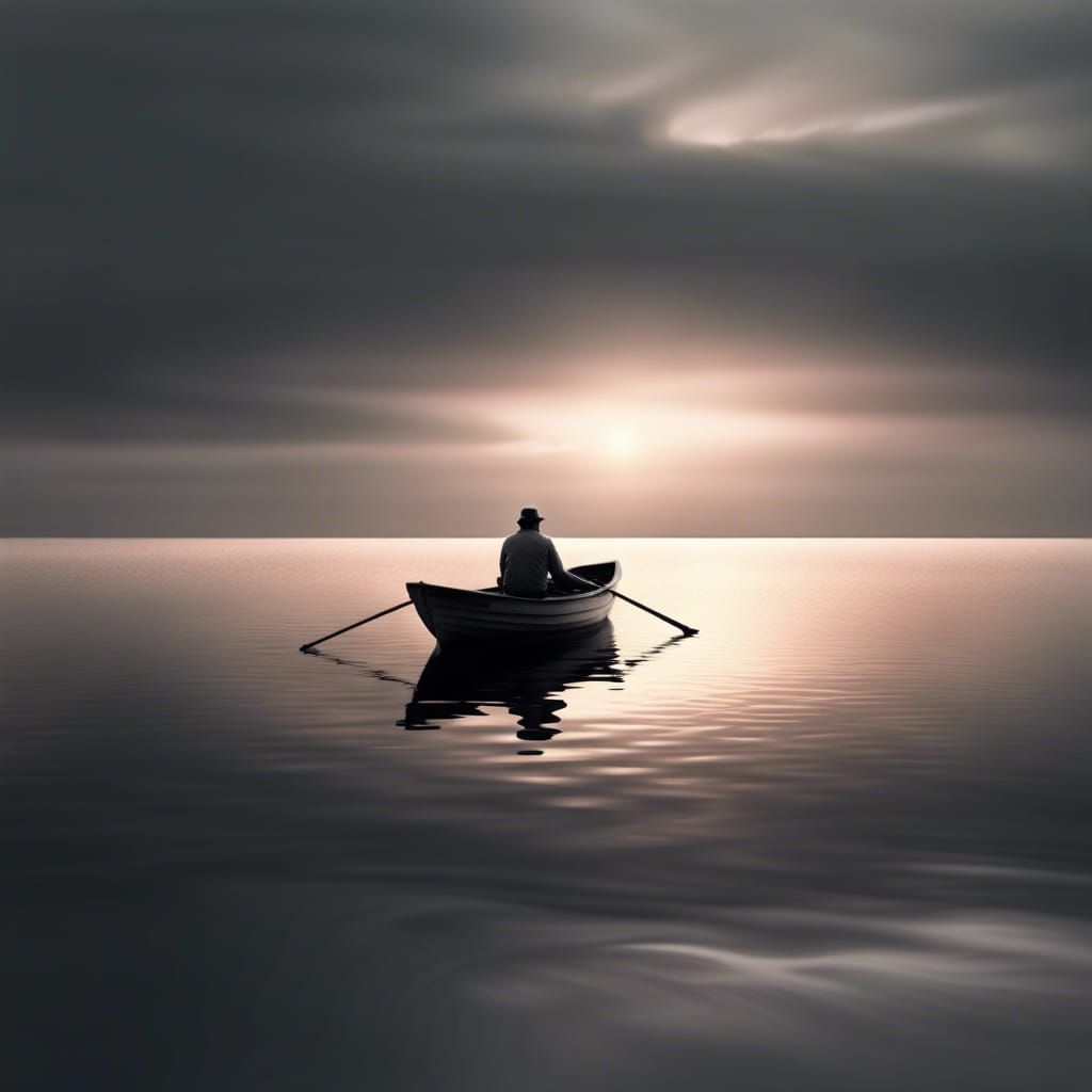 Fisherman in rowboat.  by @Matrix